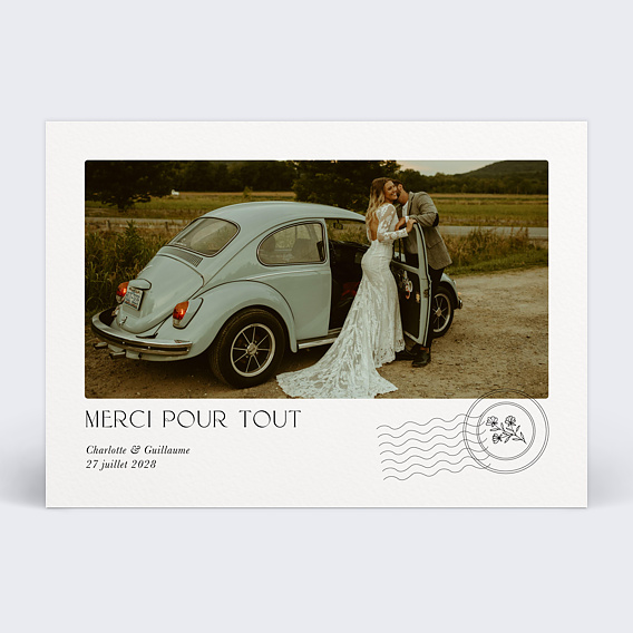 Carte remerciement mariage Journey