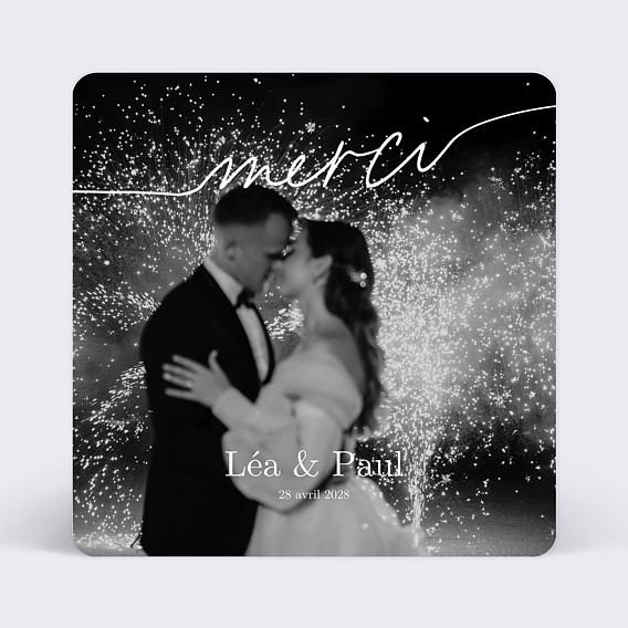 Carte remerciement mariage Ligne Blanche