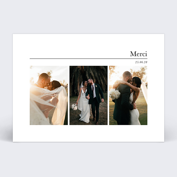 Carte remerciement mariage Linéal III