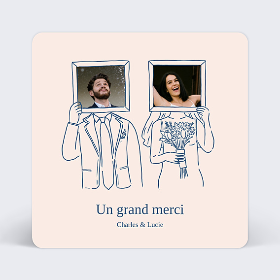 Carte remerciement mariage Memory