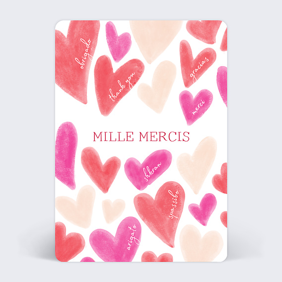 Carte remerciement mariage Mille mercis