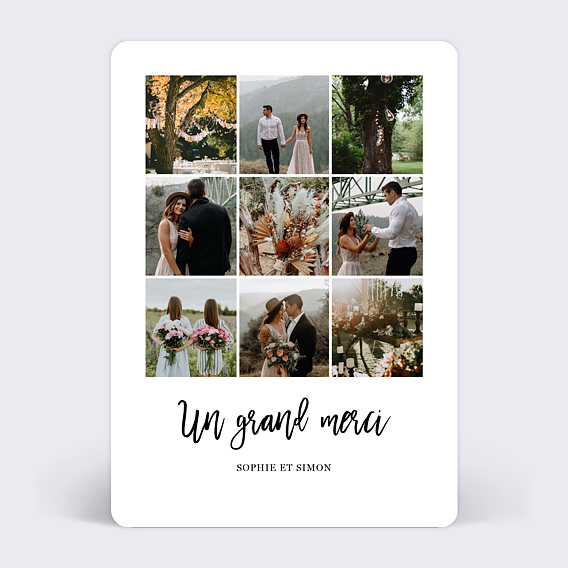 Carte remerciement mariage Multiphoto Chic