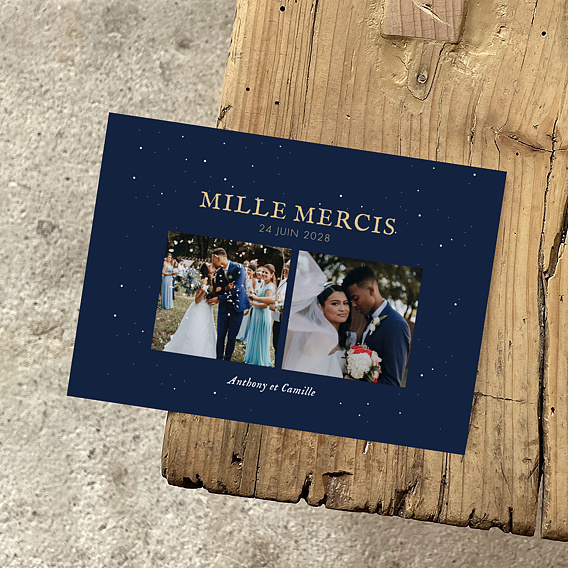 Carte remerciement mariage Notre Constellation