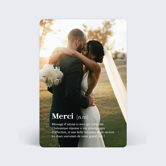 Carte remerciement mariage Petite Définition