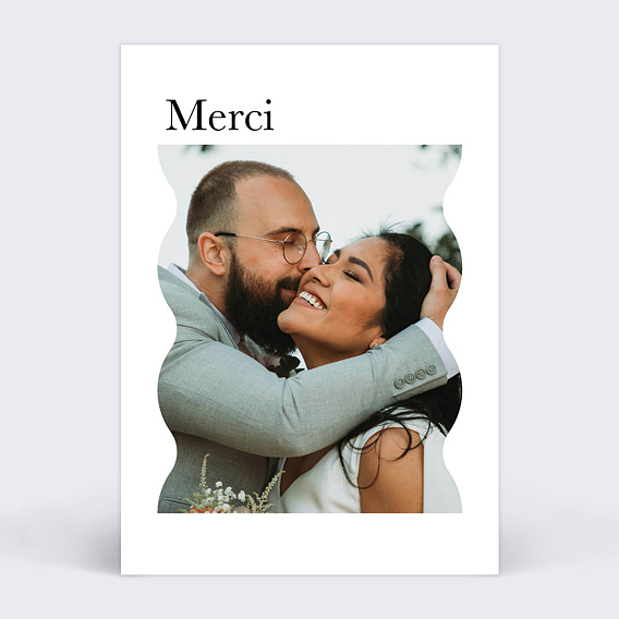 Carte remerciement mariage Photo arrondie