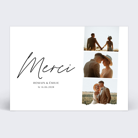 Carte remerciement mariage Photobooth