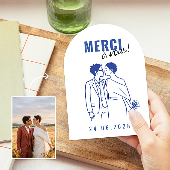 Remerciements mariage Portrait au trait simple
