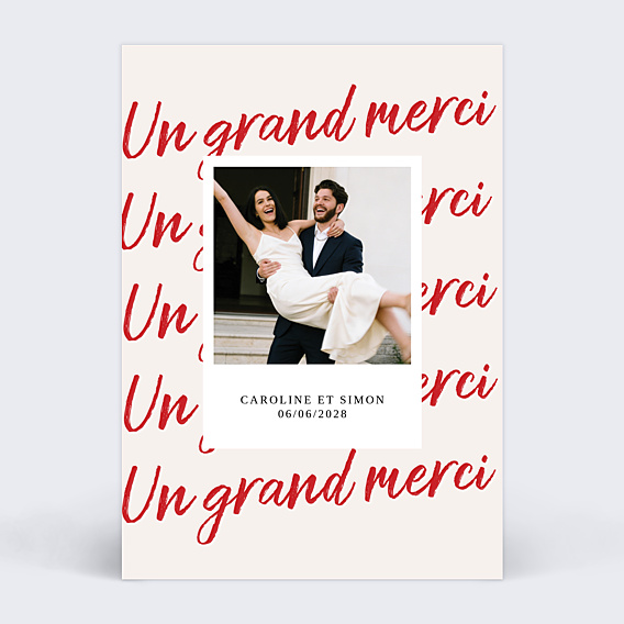 Carte remerciement mariage Red Notes