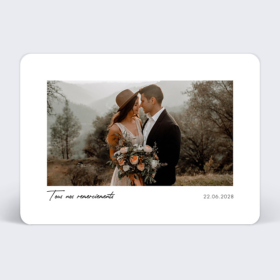 Carte remerciement mariage Église