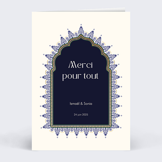 Carte remerciement mariage Rêve Oriental