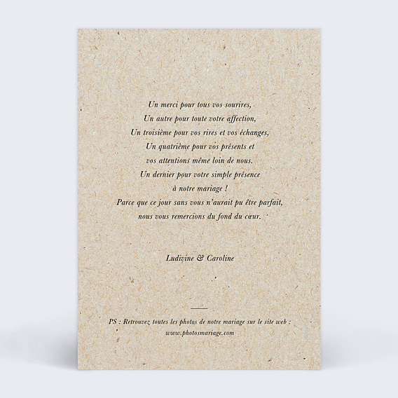 Remerciements mariage Rêve d'Amour Kraft