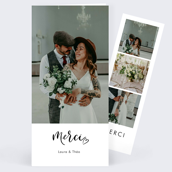 Carte remerciement mariage Harmonie Simple