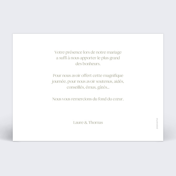 Carte remerciement mariage Étiquette rectangle Verso