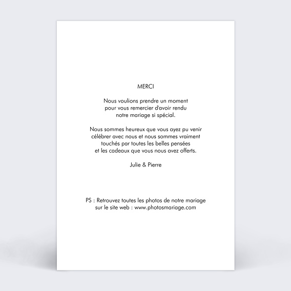 Carte remerciement mariage Pêle-Mêle Polaroid Verso