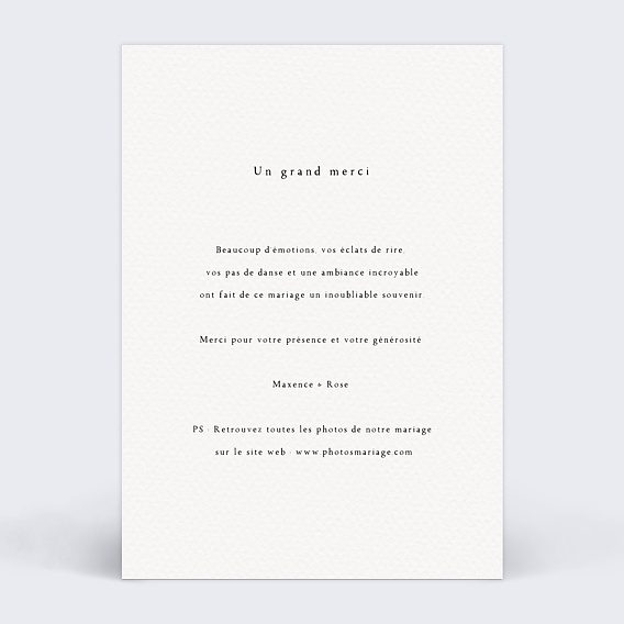 Carte remerciement mariage Polaroid Minimaliste Verso