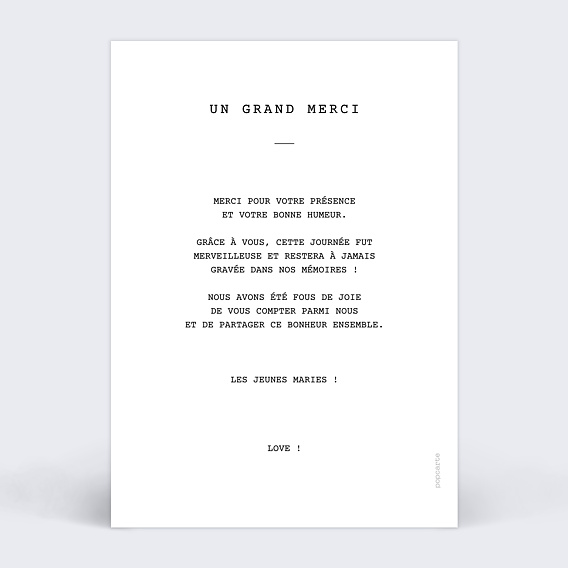 Carte remerciement mariage Simple Polaroid IV Verso