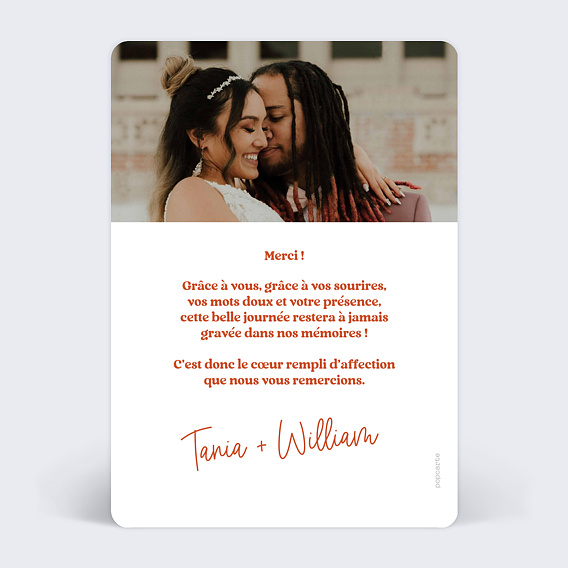 Carte remerciement mariage Wavy Imparfait Verso