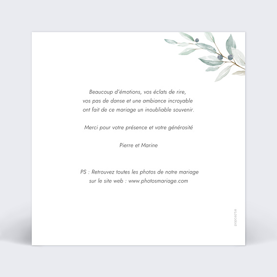 Remerciements mariage Couronne Aquarelle