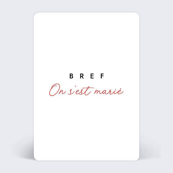 Carte remerciement mariage Bref, merci