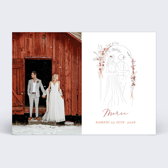 Carte remerciement mariage Sous l’Arche Recto