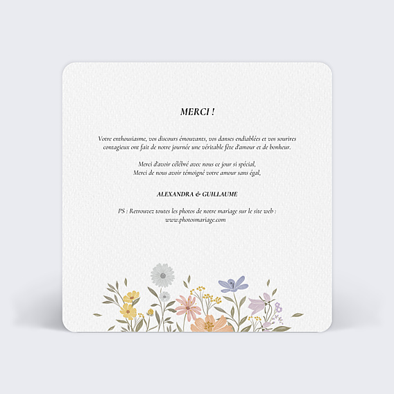 Remerciements mariage Étiquette Printanière
