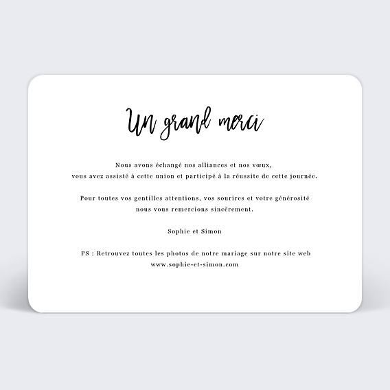 Carte remerciement mariage Multiphoto Chic Verso