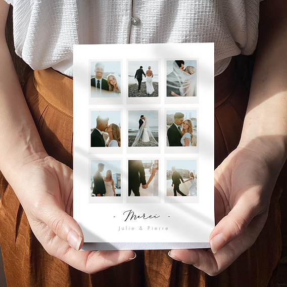 Carte remerciement mariage Pêle-Mêle Polaroid Après 1