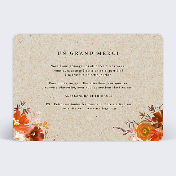 Remerciements mariage Bouquet Parfumé