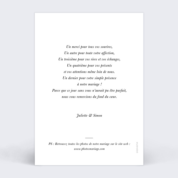 Remerciements mariage Rêve d'Amour