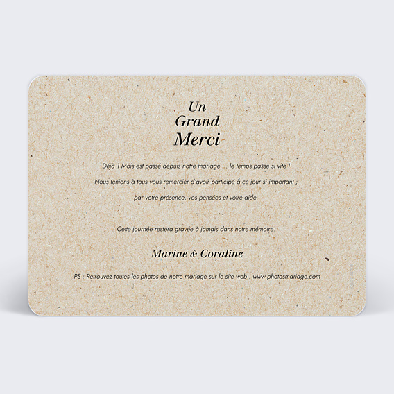 Remerciements mariage Champêtre Kraft