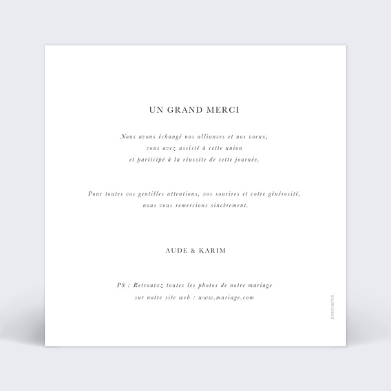 Carte remerciement mariage Jardin Sauvage Verso