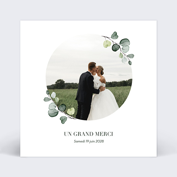 Remerciements mariage Petite Couronne Eucalyptus