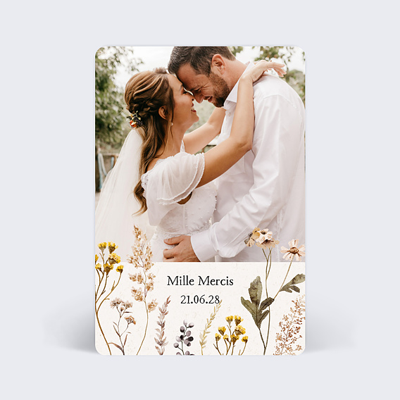 Carte remerciement mariage Bouquet Sauvage