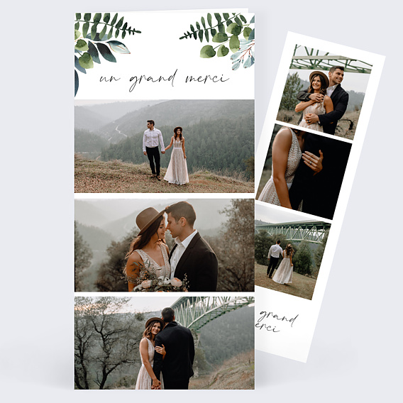 Carte remerciement mariage Idylle Végétale