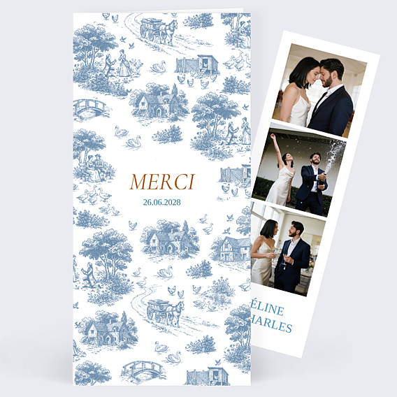 Remerciements mariage Toile de jouy
