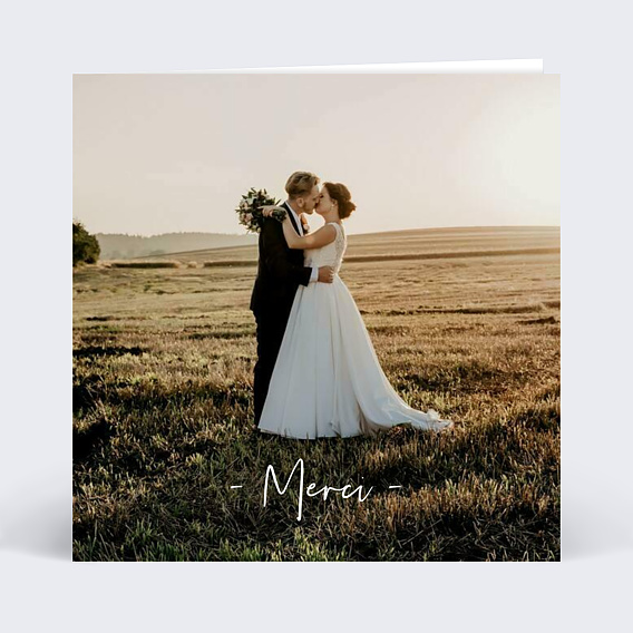 Carte remerciement mariage Bandeau avec graines Recto