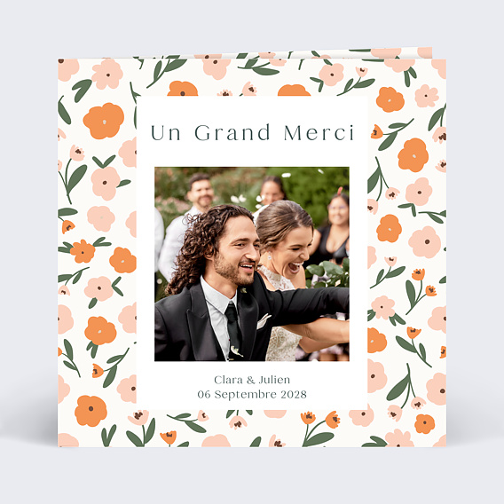 Carte remerciement mariage Graines à Planter Recto