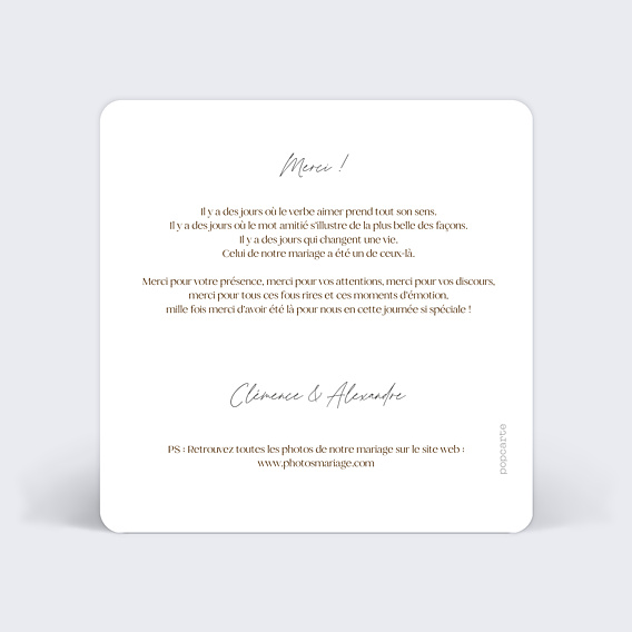 Remerciements mariage Ronde Florale