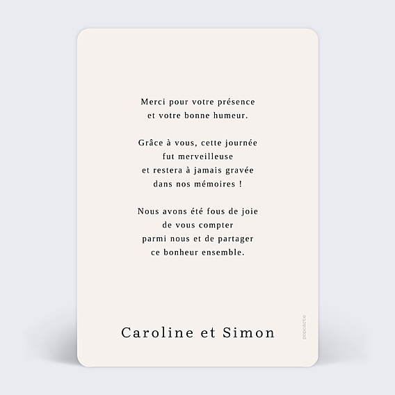 Remerciements mariage Red Notes