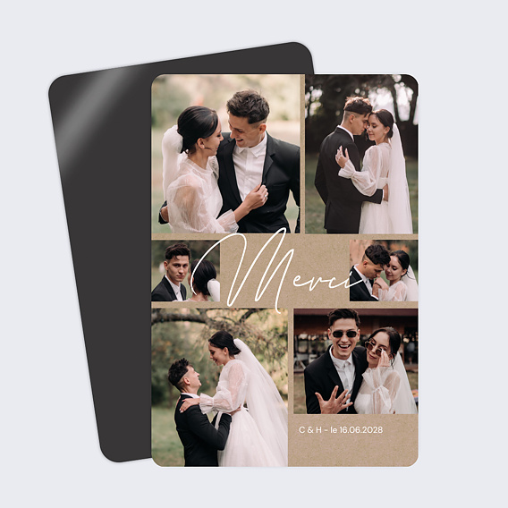 Carte remerciement mariage Amour débordant Portrait