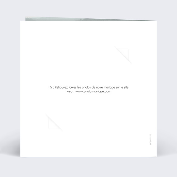 Carte remerciement mariage Effet Photo avec graines Verso