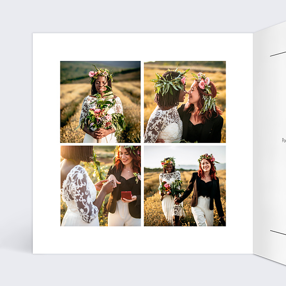 Carte remerciement mariage Linéal I Intérieur Gauche