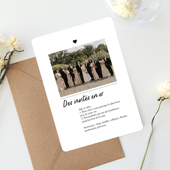 Remerciements mariage Invités en Or