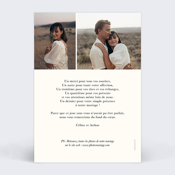 Remerciements mariage Étiquette Bohème