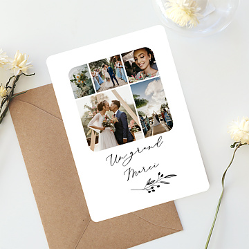 Carte remerciement mariage Brindilles