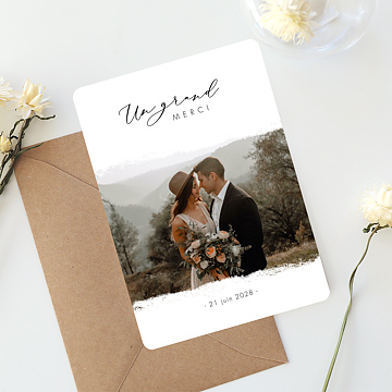 Carte remerciement mariage Effet Photo