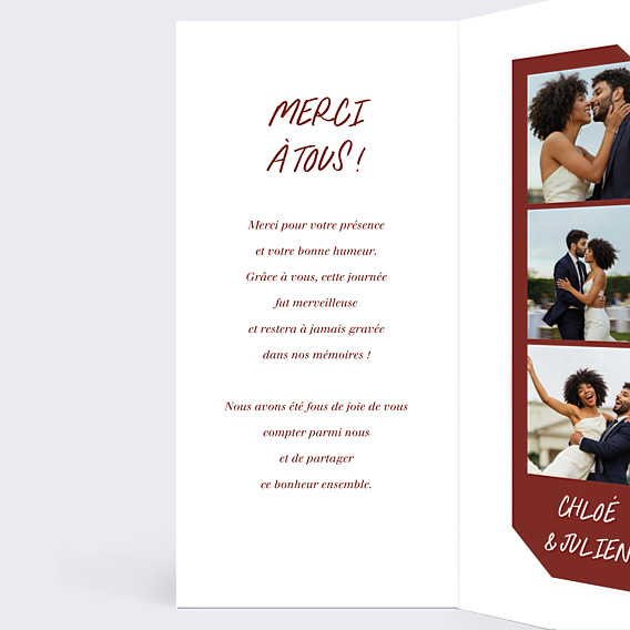 Remerciements mariage Coeurs enlacés