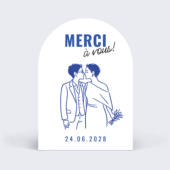 Remerciements mariage Portrait au trait simple