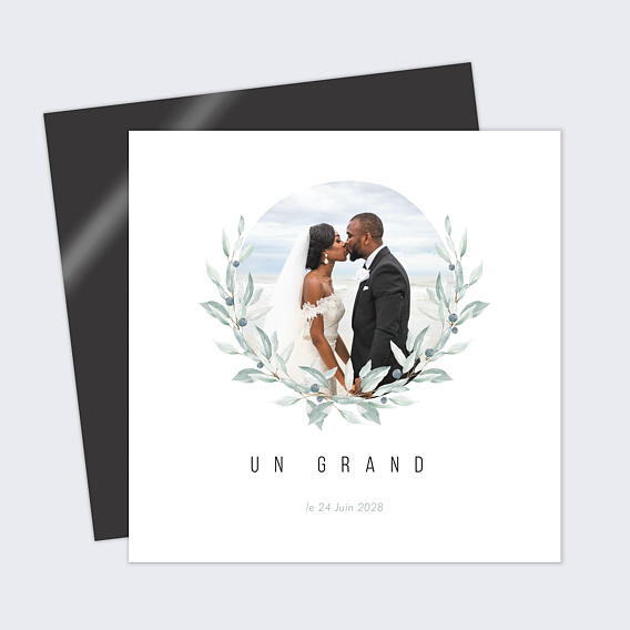 Carte remerciement mariage Couronne Aquarelle