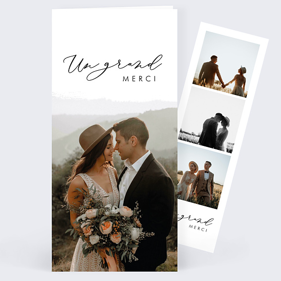 Carte remerciement mariage Effet Photo